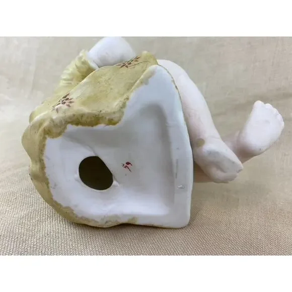 Vintage Bisque Porcelain Piano Baby Figurine 7”
